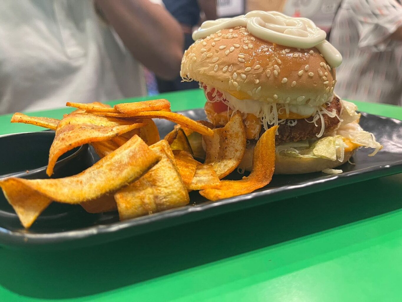 Cheese Blast Patty Burger Rotated | Jain Food Blogger